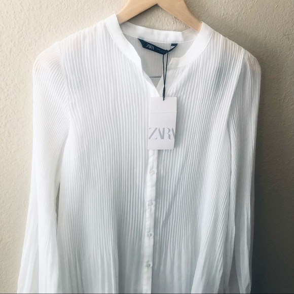 Zara Pleated White Blouse - Picture 1 of 3